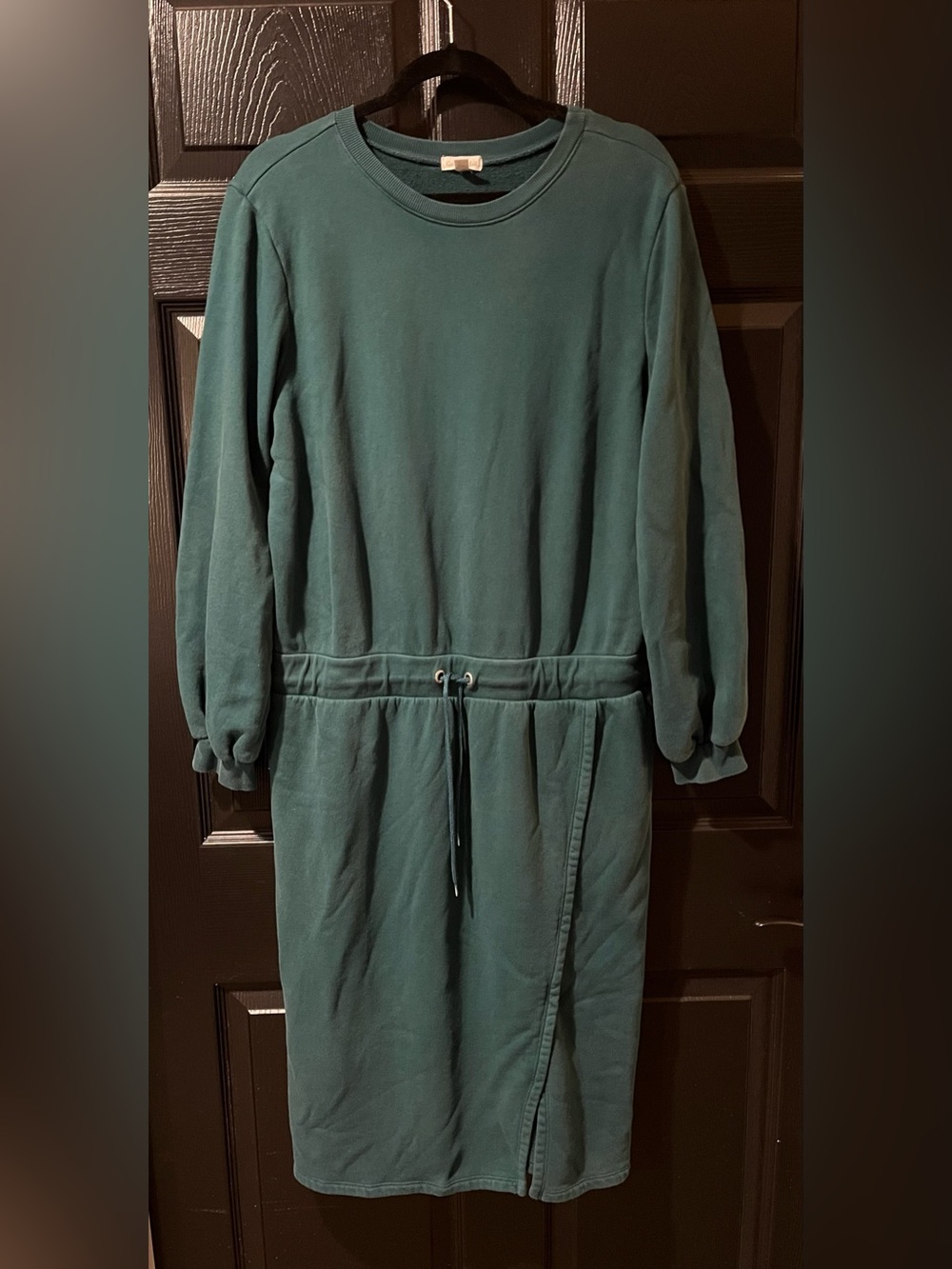 Garnet Hill 100% Organic Cotton Green Casual Drawstring Dress